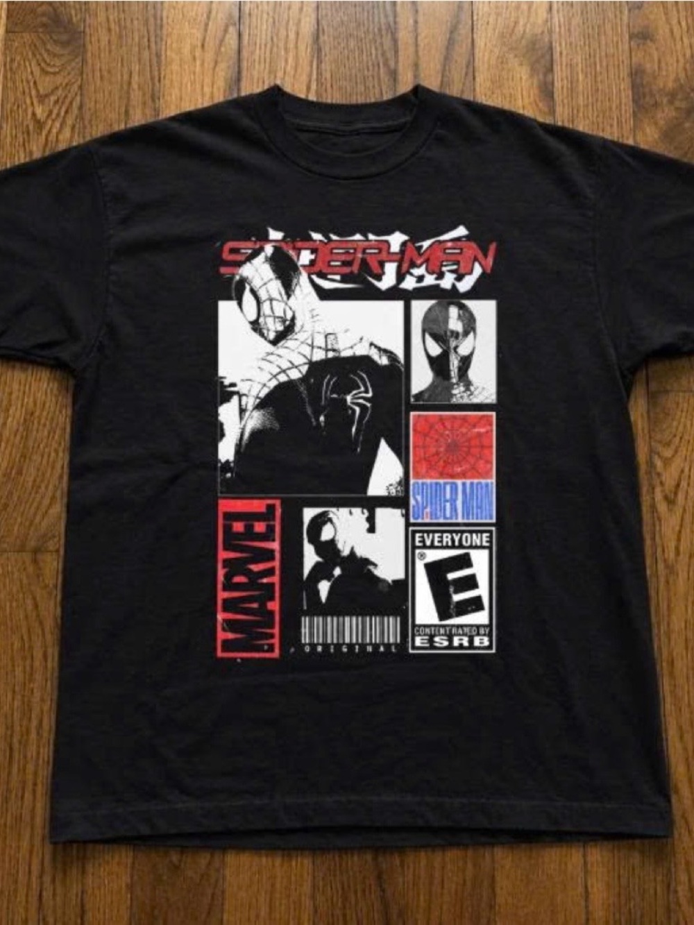 Marvel Black Spider-Man Graphic Tee with Red & White Accents